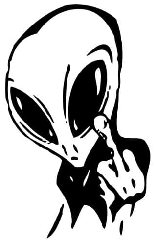 Alien Sticker 96 - 4" inch - White