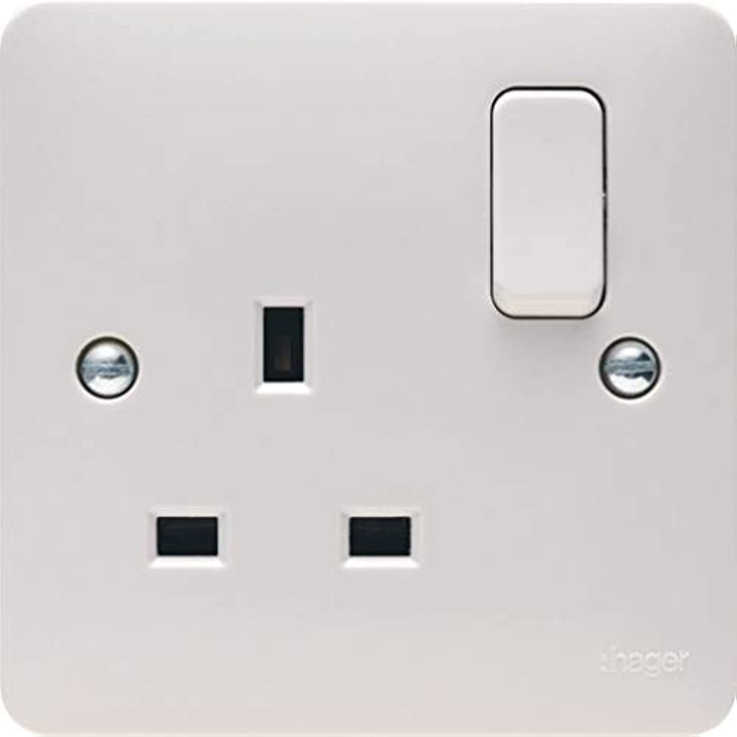 Hager 13A 1 Gang Double Pole Switched Socket - Sollysta Range