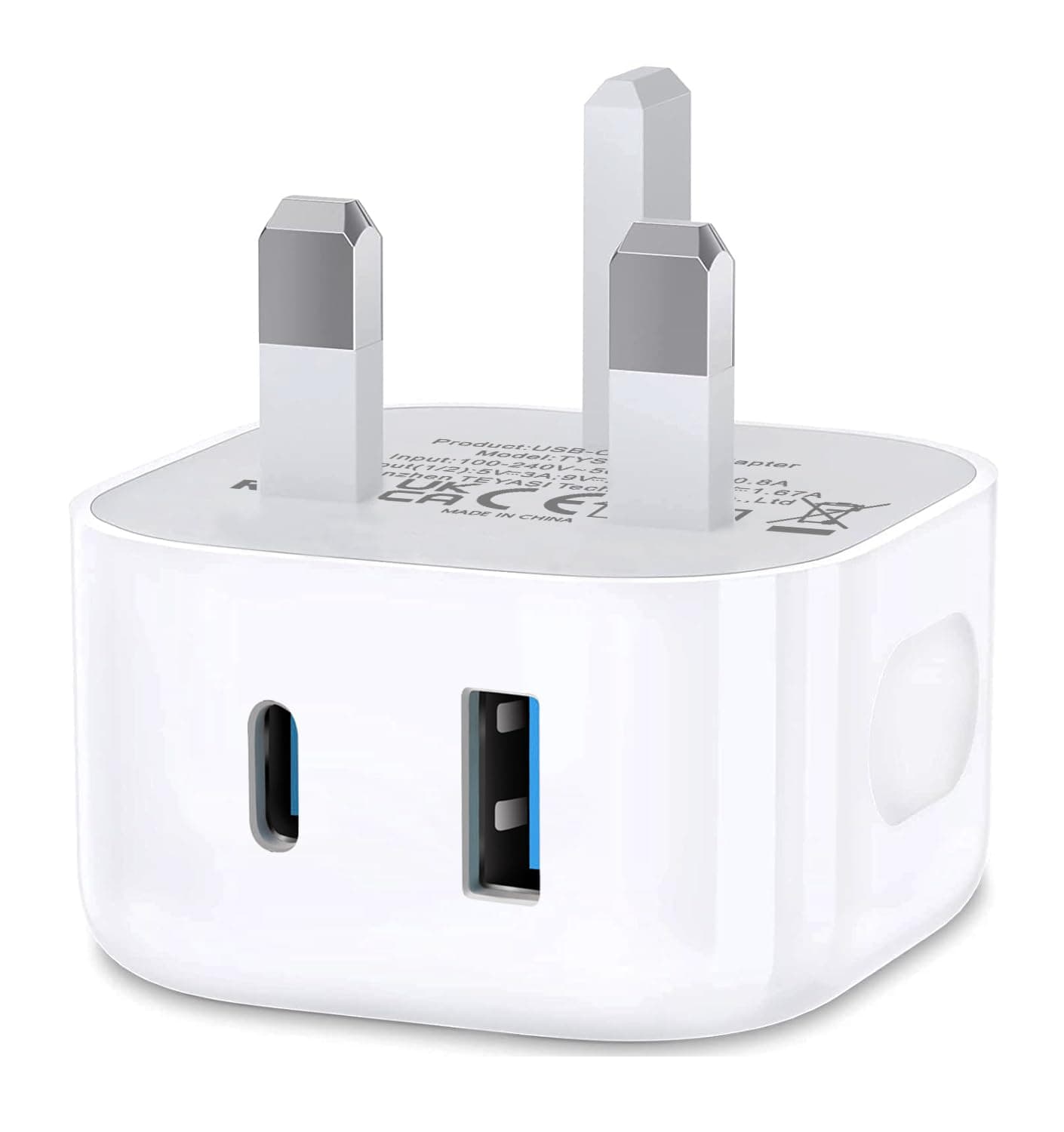 USB C Fast Charge Plug,Dual Port USB Plug Type C Wall Charger Plug UK Compatible with iPhone 17/16/15/15 Pro Max Micro/14/14 Pro/14 Pro Max/13/13 Pro/13 Pro Max/12/12 Pro Max/Pro/iPad