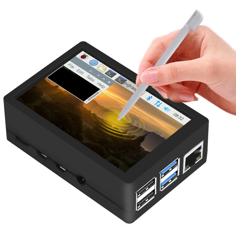 3.5 inch Touch Screen with Case for Raspberry Pi 4, with Fan and Heatsinks, 320x480 Resolution TFT LCD Display for Raspberry Pi 4 Model B (Pi Board NOT Included)