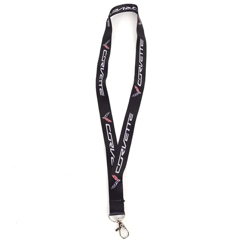 C7 Corvette Lanyard - Black with Corvette Script & Corvette Flags