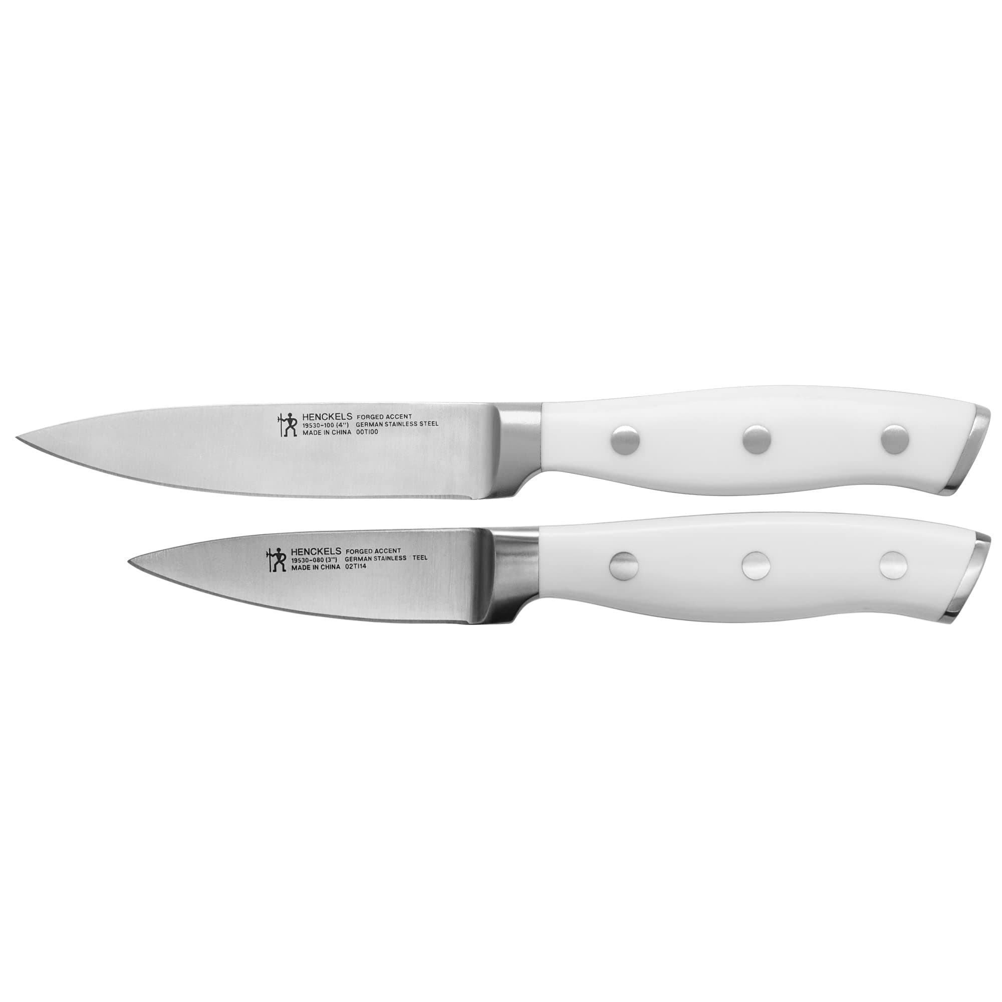 Forged Accent Razor-Sharp 2-pc Paring Knife Set, White Handle, German Engineered Informed by 100+ Years of Mastery