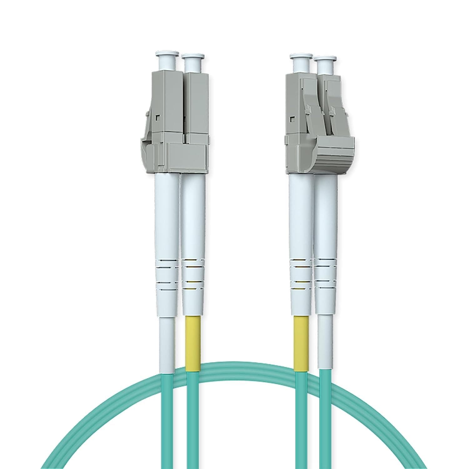 ipolex OM3 LC to LC Fiber Patch Cable, 10G Multimode Fiber Duplex LC 50/125μm Fiber Optic Cable Cord, LSZH 5 Meter(16ft), Aqua