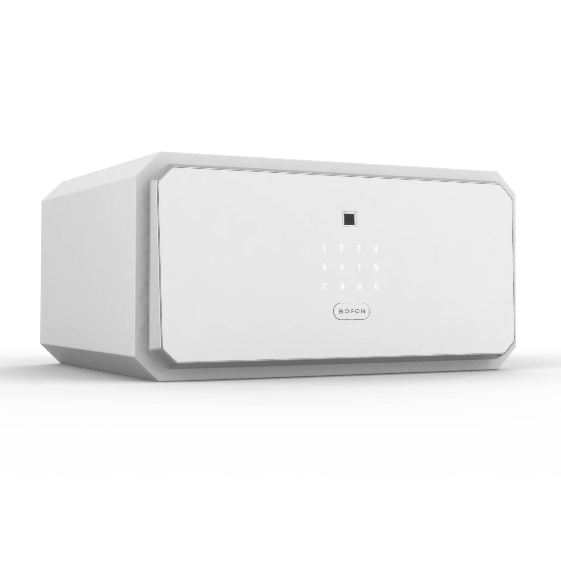 Fingerprint Password Safe Box, Security Box with Key,Safety Boxes for Home,Cabinets for Office,1.45 Cubic White