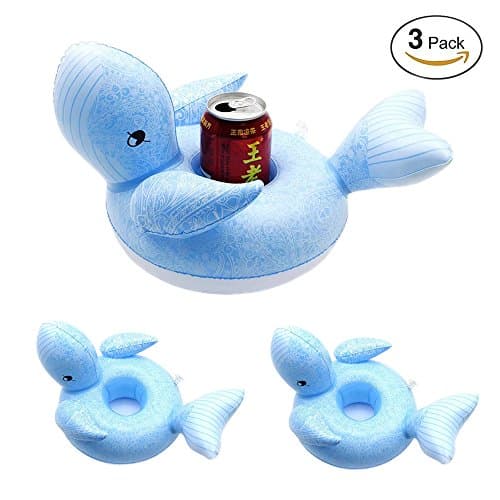 Large Inflatable Drink Holder Float Coaster, Floating Whale Inflates Coasters 3-Pack (Whale)
