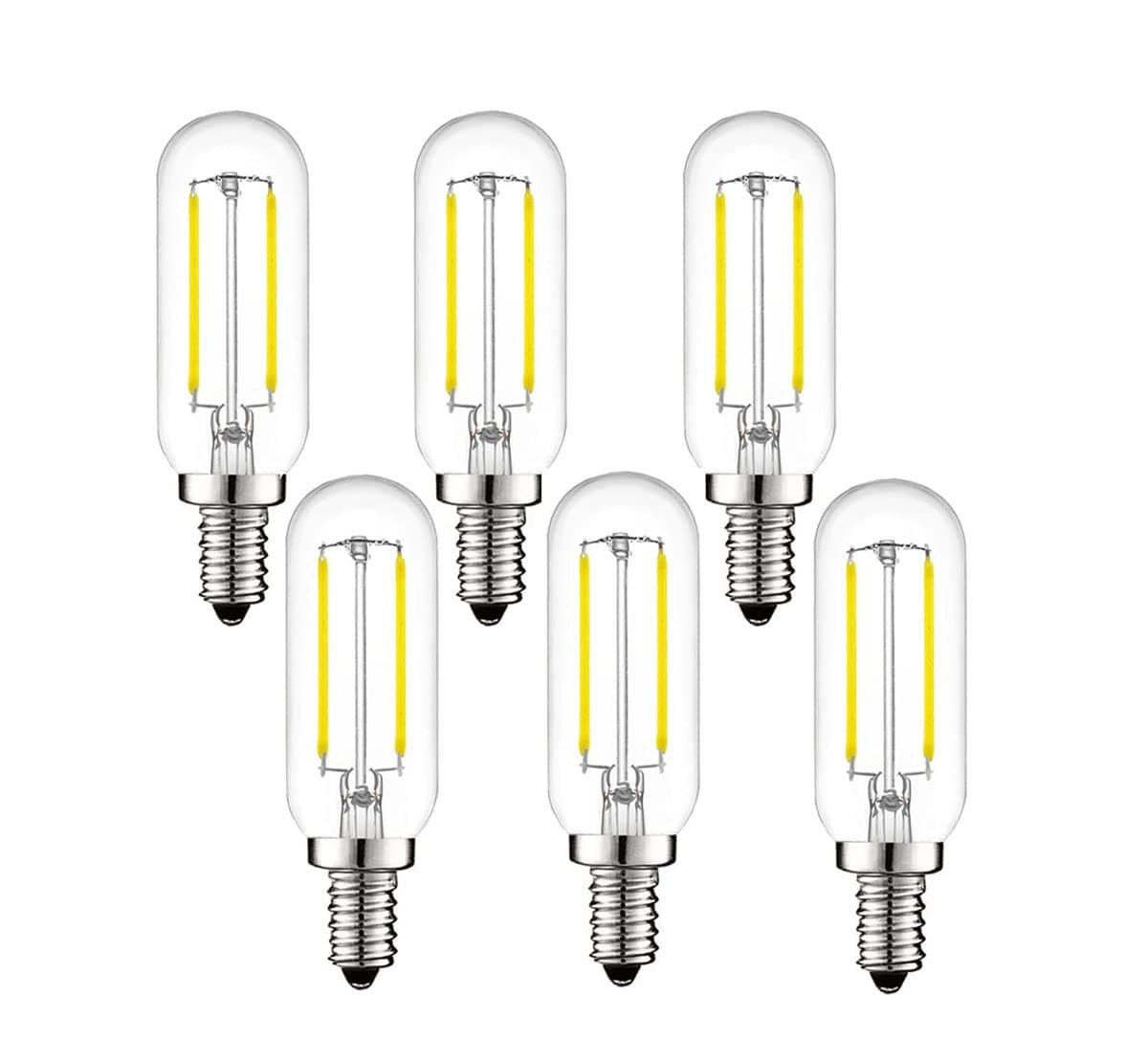 E12 LED Bulb Dimmable 2W Equal 25 watt Light Bulb 5000K T6 T25 E12 Candelabra Bulb 25 watt for Chandeliers,Ceiling Fan,Pendant,Wall sconces AC120V 200LM e12 Light Bulb (6-Pack Daylight)