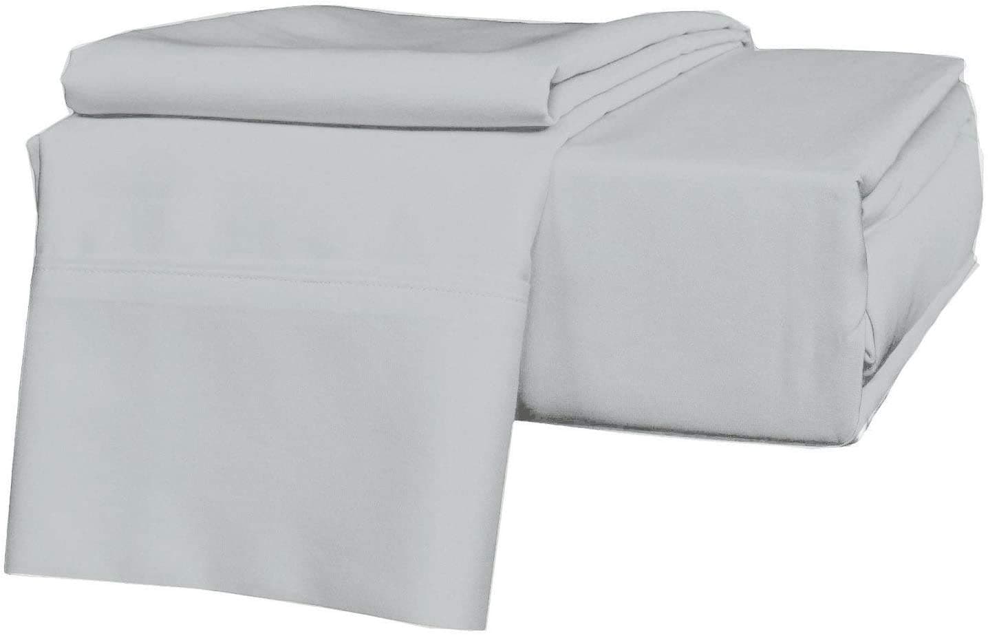 Expanded Queen Size Sheet Set - Soft & Breathable Sheets - Hotel Luxury Bed Sheets - Egyptian Cotton - 4 Piece Set Easy Fit 16-18 Inch Deep Pocket Fitted, Flat Sheets and Pillow Cases - Silver Grey