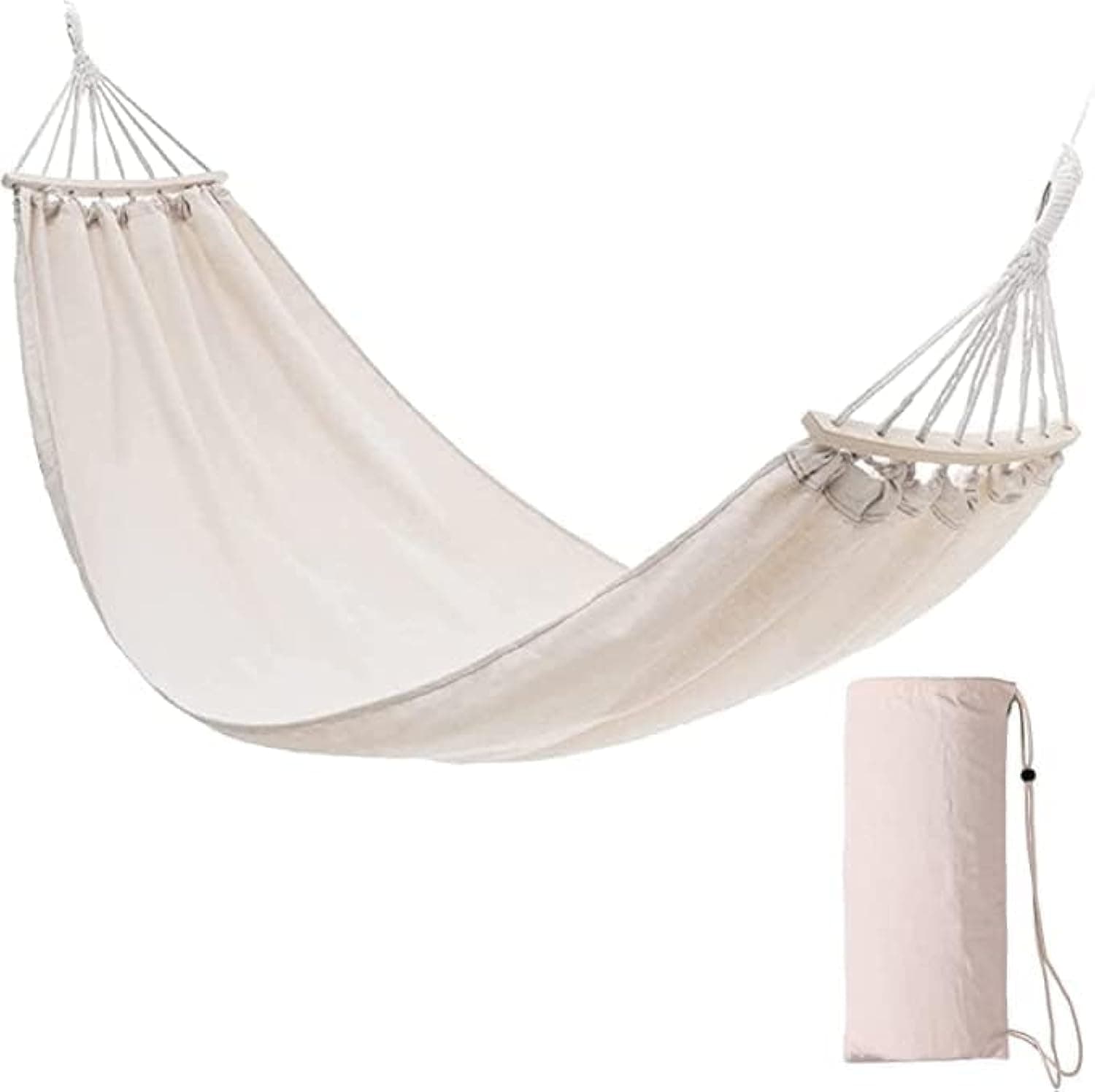 Cotton Hammock, Canvas Hammock Chair, Comfortable Fabric Hammock With Tree Straps, Easy To Assemble Swing Anti-Rollover Design Hanging Chair For Beach, Yard