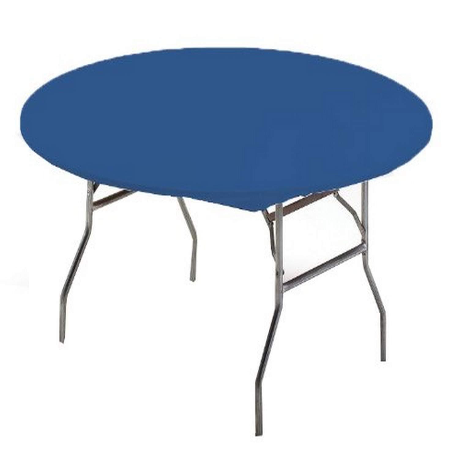 Elegant Blue Fitted Round Tablecloth - 60" (1 Pc) - Disposable & Durable Plastic - Perfect for Parties, Events, and Buffets - Fashionable Design