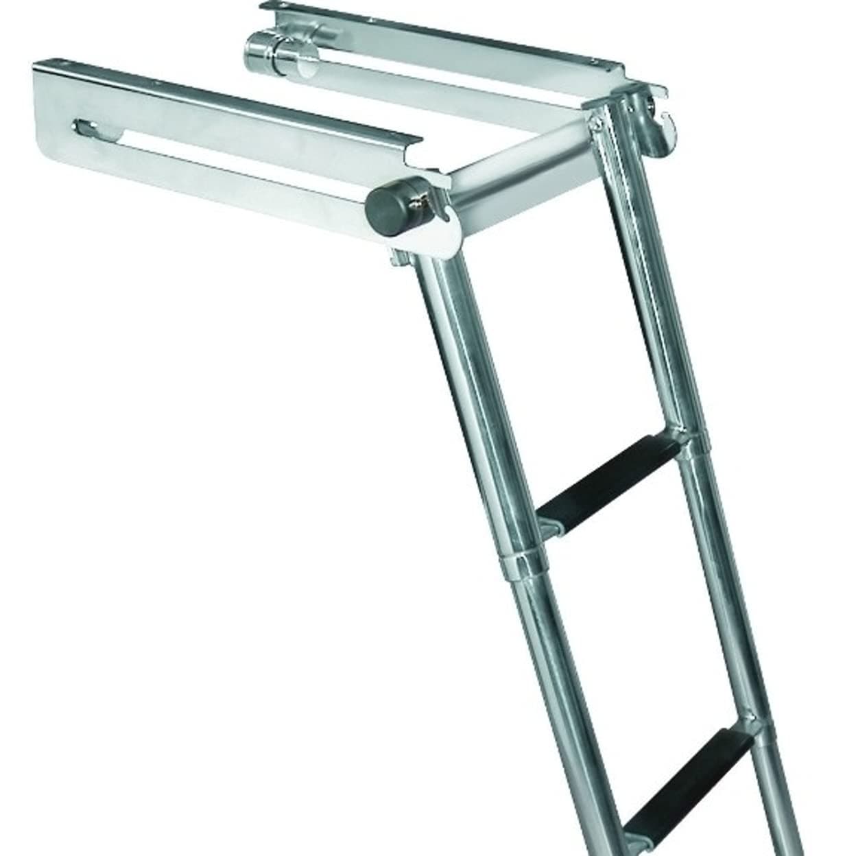 JIF Marine Locking Side Mount Telescoping Ladder – 3-Step Stainless Steel Compact Boat Ladder with Slide & Stow Design, Side Mount Bracket – Space-Saving Marine Access Solution