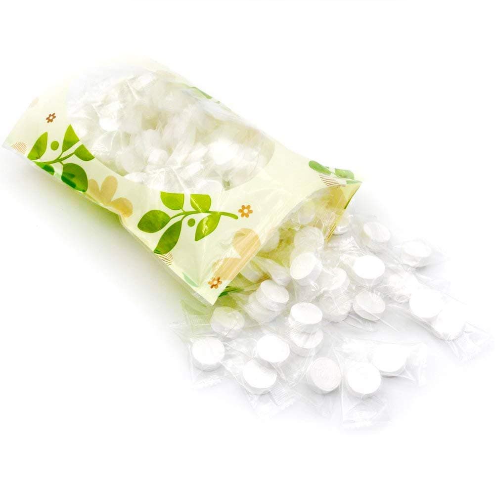 Iktu Multi-Purpose Wipes,Compressed Coin Tissues,Biodegradable Wipes,Disposable Mini Compressed Cotton Towel,Compact Towel,Coin Tissue (Hand Wipes, Restaurant, Camping, Hiking, Salon, etc.) (100)