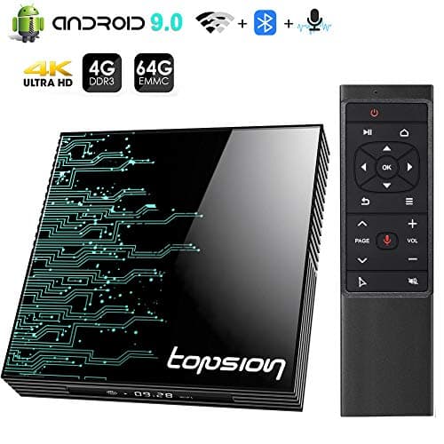 Android 9.0 TV Box, YYQ TP01 Android TV Box 4GB RAM 64GB ROM, Dual-WiFi 2.4GHz/5GHz Bluetooth Quad Core 64 Bits 3D/4K Full HD/H.265/USB3.0 BT 4.0 Android Box
