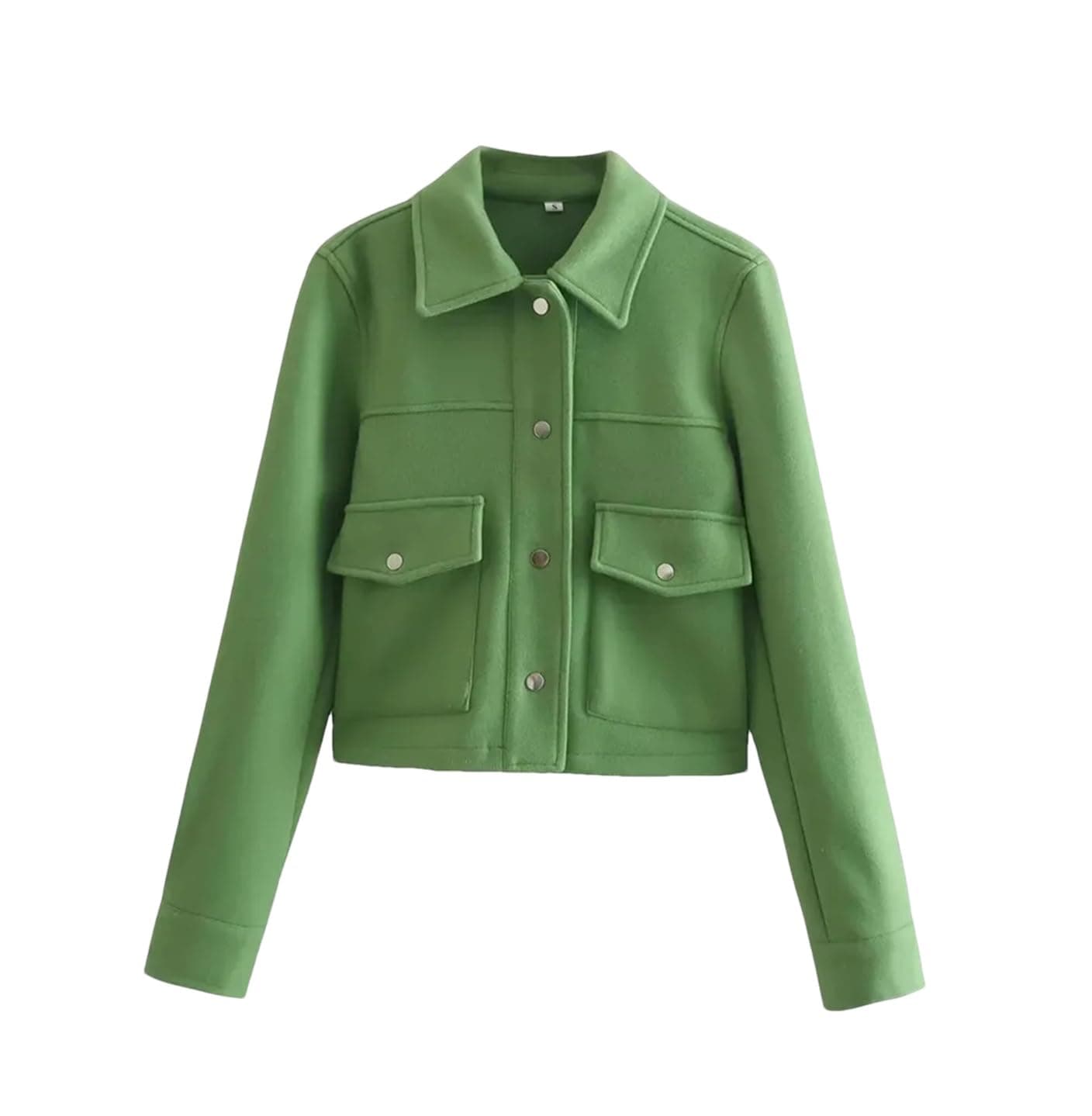 Women Solid Short Woolen Jacket Long Sleeve Lapel Single Breasted Pocket Casual Outwear