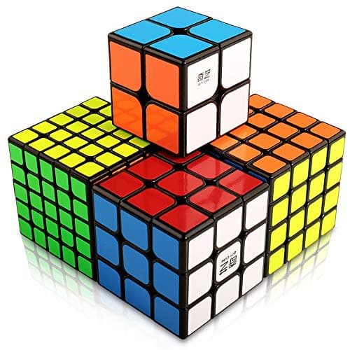 HQQNUO Speed Cube Set Cube Bundle 2x2 3x3 4x4 5x5 Vivid Color Sticker Magic Cube Set Puzzle Toys for Kids and Adults (Set of 4)