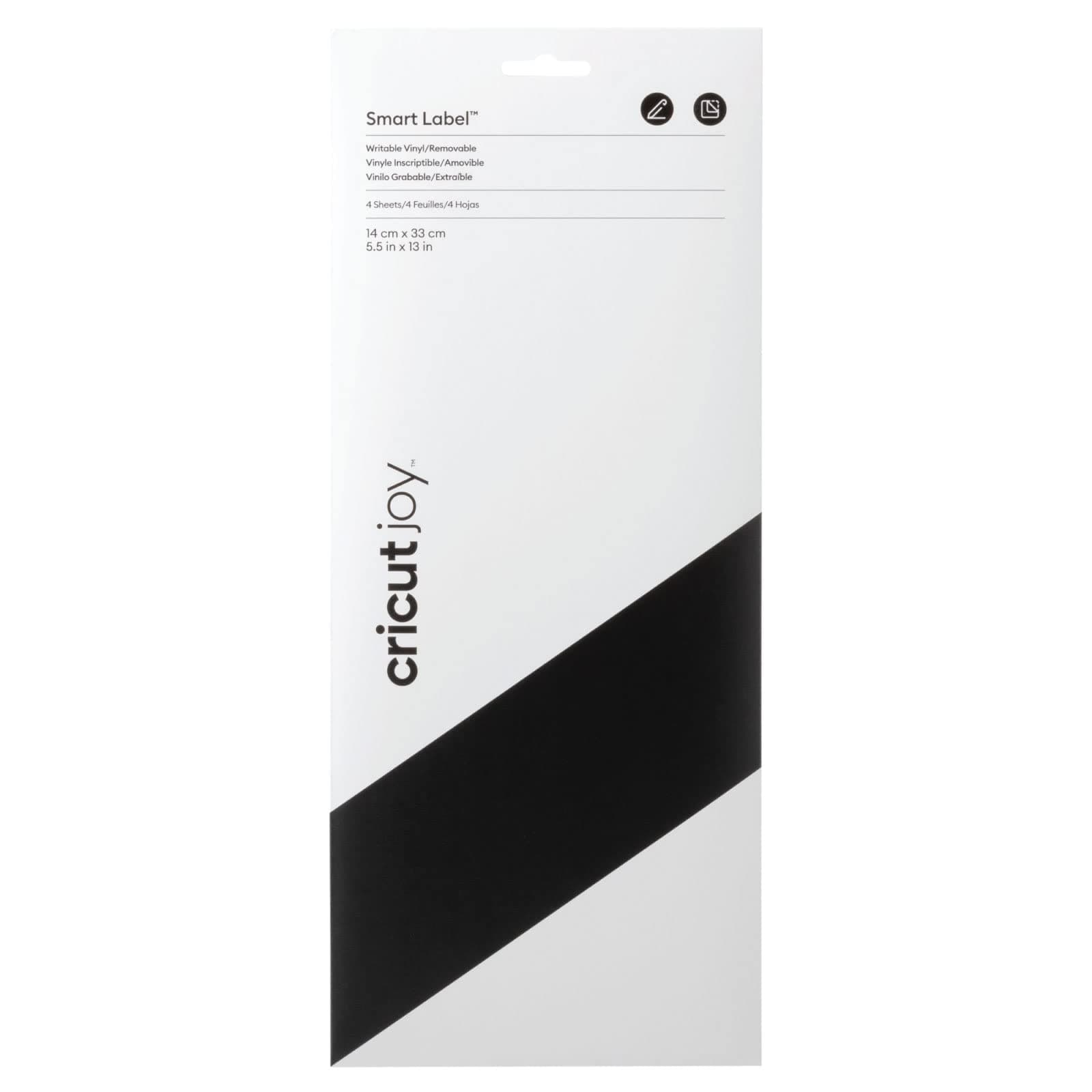 Joy Smart Label Writeable Vinyl Removable | Black | 33cm (13") | 4 x Self Adhesive Sheets | for use with, 2010002