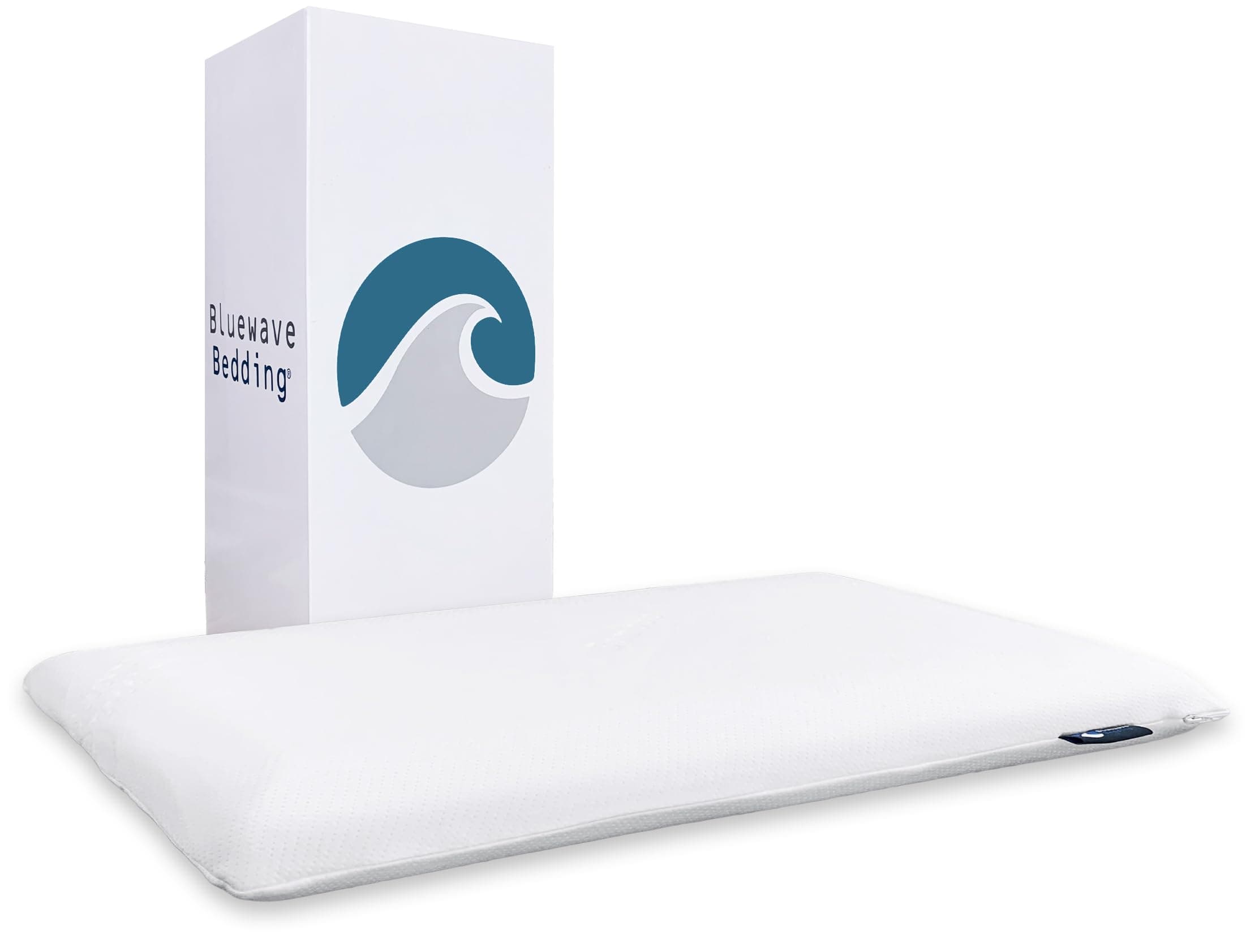 Bluewave Bedding Extra Thin Gel Memory Foam Pillow for Abdominal and Back Sleepers - Thin, Flat Design for Cervical Neck Alignment and Deeper Sleep (1.75 inches Height, Standard Size)