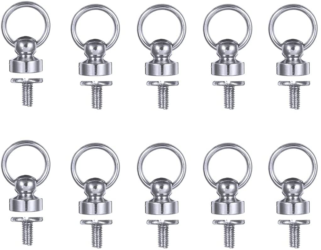Yunpo Button Studs Rivets O-Ring Head Button Stud Screwback with Screw for DIY Art Leather Craft Belt Purse Handbag(25Pcs/Silver)