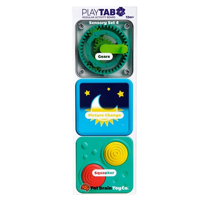Fat Brains PlayTab Pack 4 Modular Activity Tabs for Toddlers, Interactive Sensory Learning Expansion Set for Skill Development