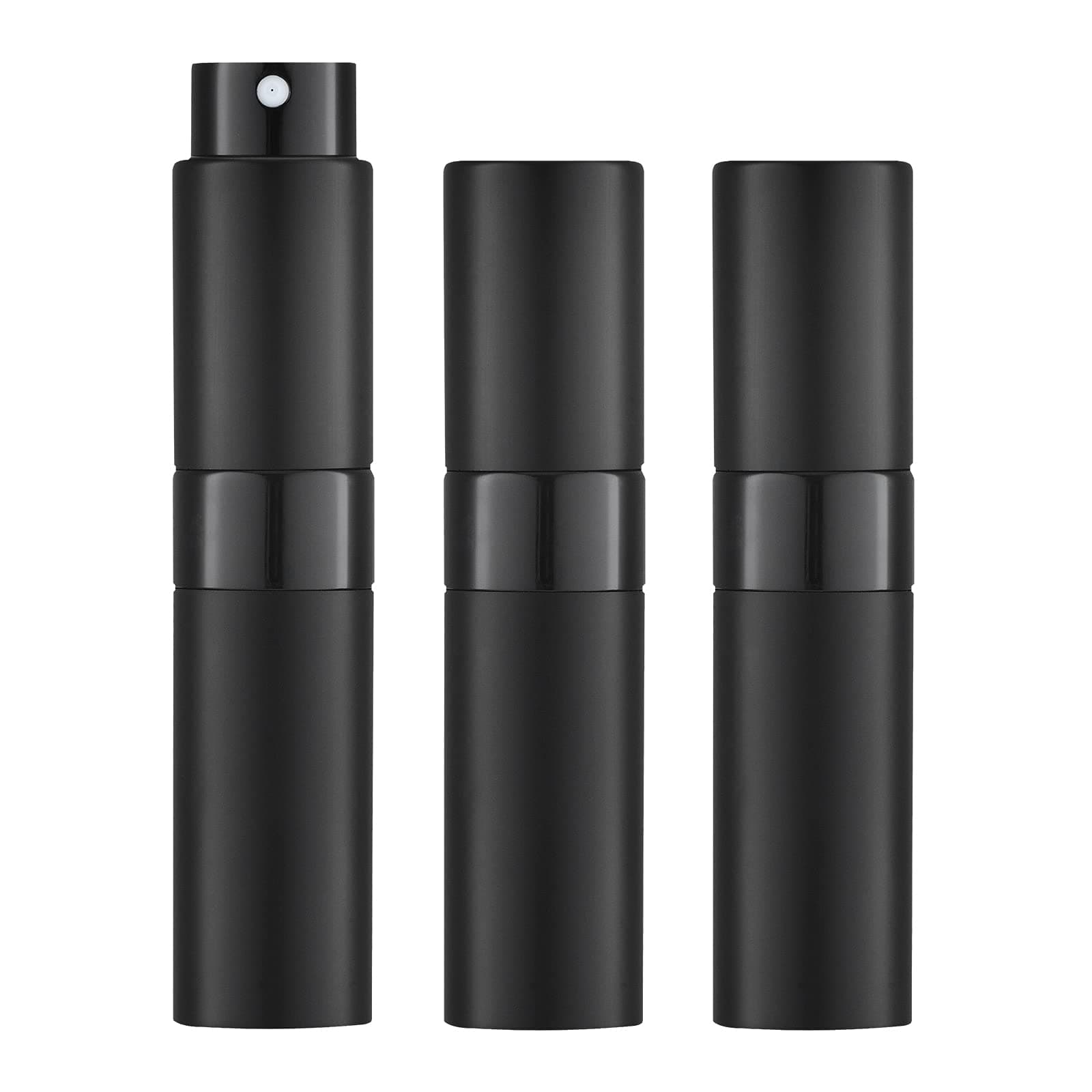 8ML Atomizer Perfume Spray Bottle for Travel (3 PCS) Empty Cologne Dispenser, Portable Sprayer Travel Essentials for Men and Women (Black)