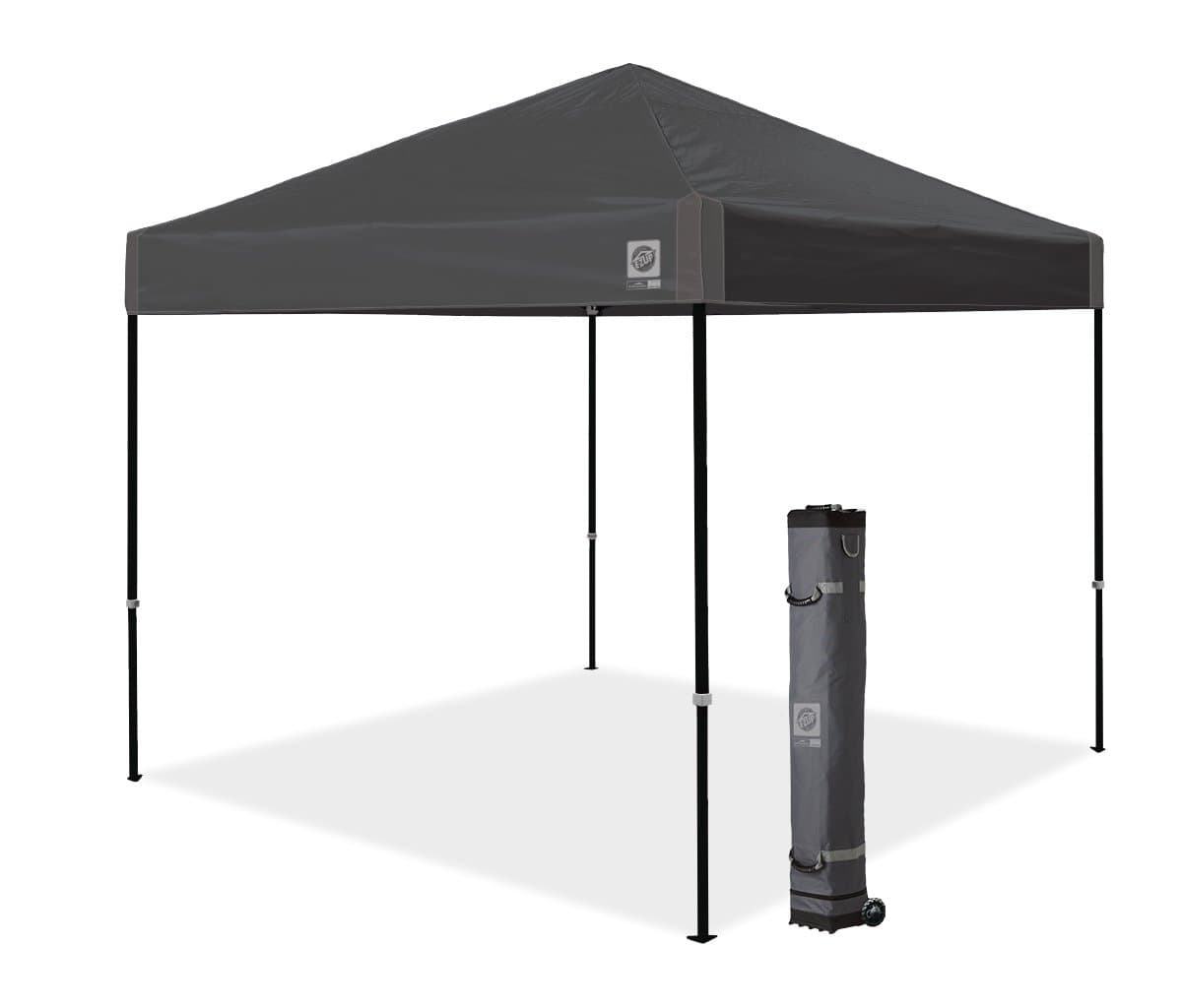 Ambassador Instant Pop Up Canopy Tent, 10' x 10', Roller Bag and 4 Piece Spike Set, Steel Gray