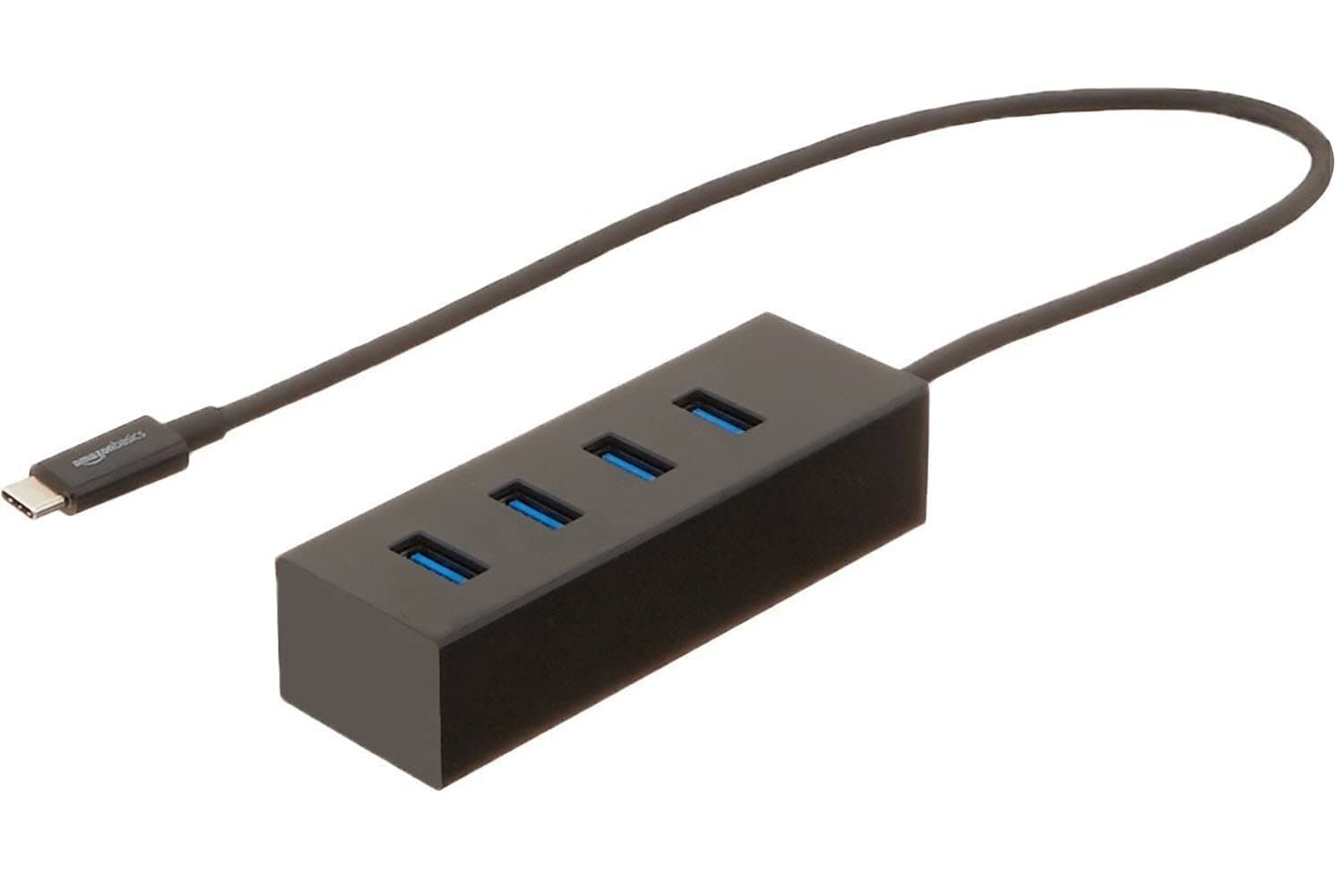 AmazonBasics USB 3.1 Type-C to 4 Port USB Hub - Black