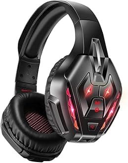 PHOINIKASPS5 Gaming Headset for PS4, PC, Switch, Q10 Xbox One Headset with Stereo Sound, Detachable Mic, Wireless Bluetooth 5.3 Headphone only for Laptop/Phone/Tablet, 40H Plyatime (Red)