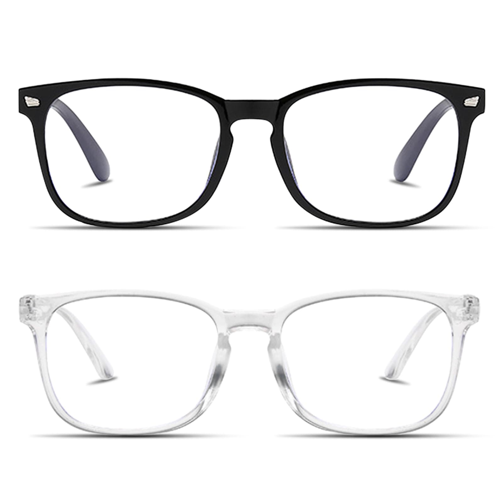 Generic2-Pack Blue Light Blocking Glasses for Women Men, Reading glasses, Anti Glare Clear Computer Glasses to Prevent Eye Strain, Black frame