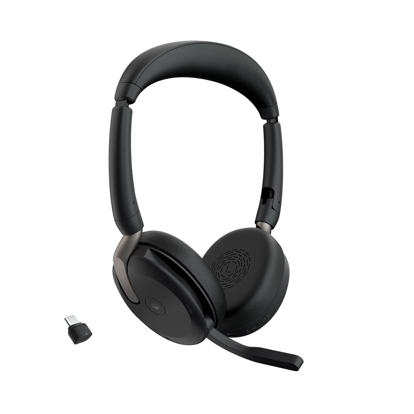 Evolve2 65 Flex - Wireless Stereo Headset with Bluetooth, Noise-cancelling Jabra ClearVoice Technology and Hybrid ANC - Certified for MS Teams - Black