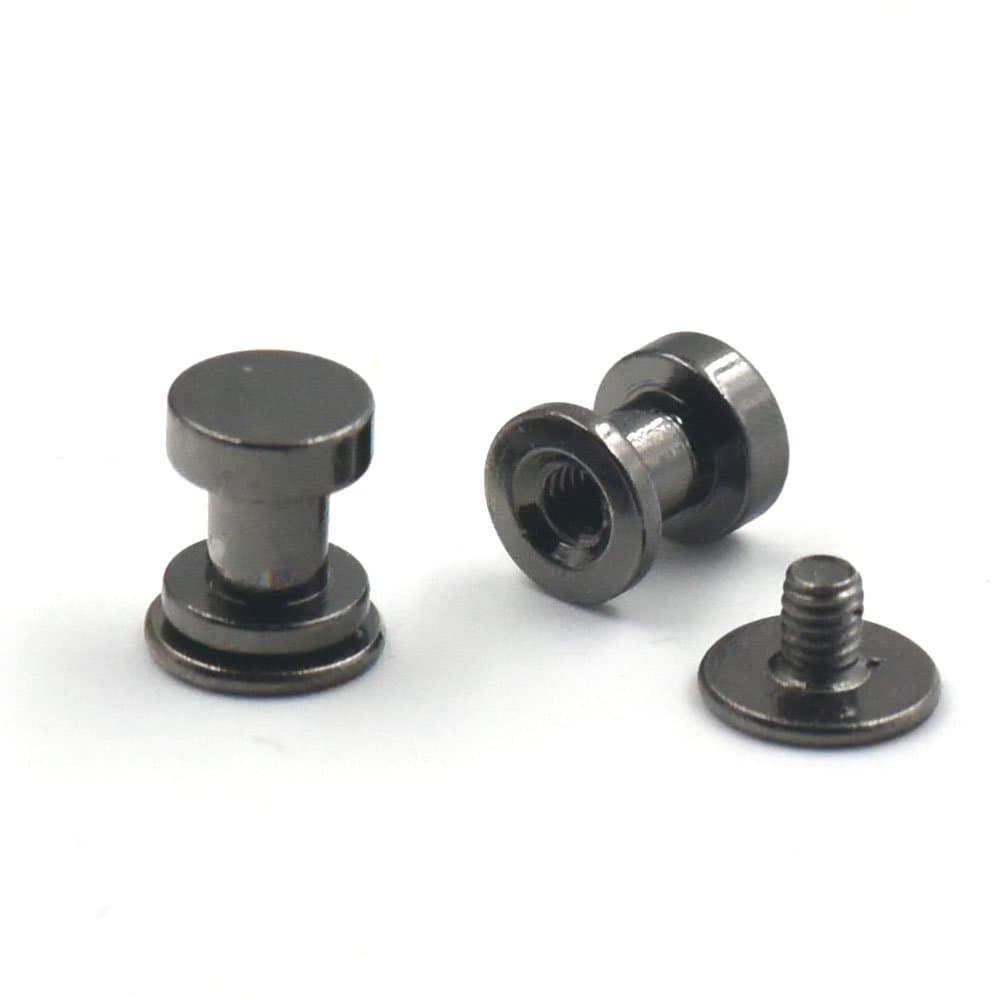 50 Sets 6x7mm Brass Head Button Stud Screwback For Rivet Leather Screw Chicago nail Nickle-Black