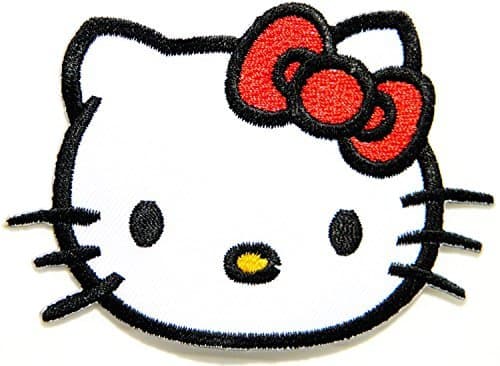 Hello Kitty Cartoon Patch (Red Bow)embroidered Iron on Hat Jacket Hoodie Backpack Ideal for Gift/ 7.5cm(w) X 5.5cm(h) by Think Patch cartoon