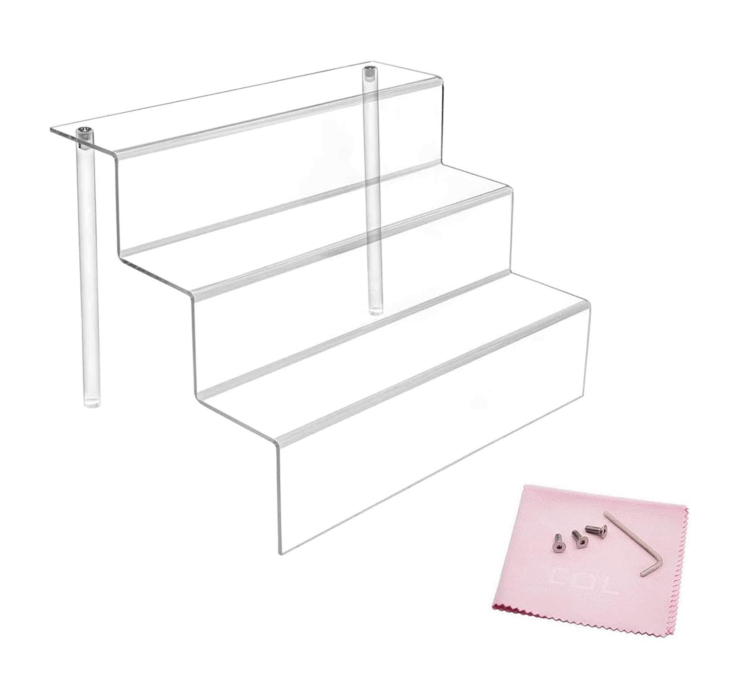 Acrylic Risers for Display, 1 Pack 3 Tier Acrylic Display Riser, Clear Display Stands for Shelf Dessert Cupcake Candy Food Tabletop Collectibles Product Bar Action Figure Showcase, 9x6.25 inch