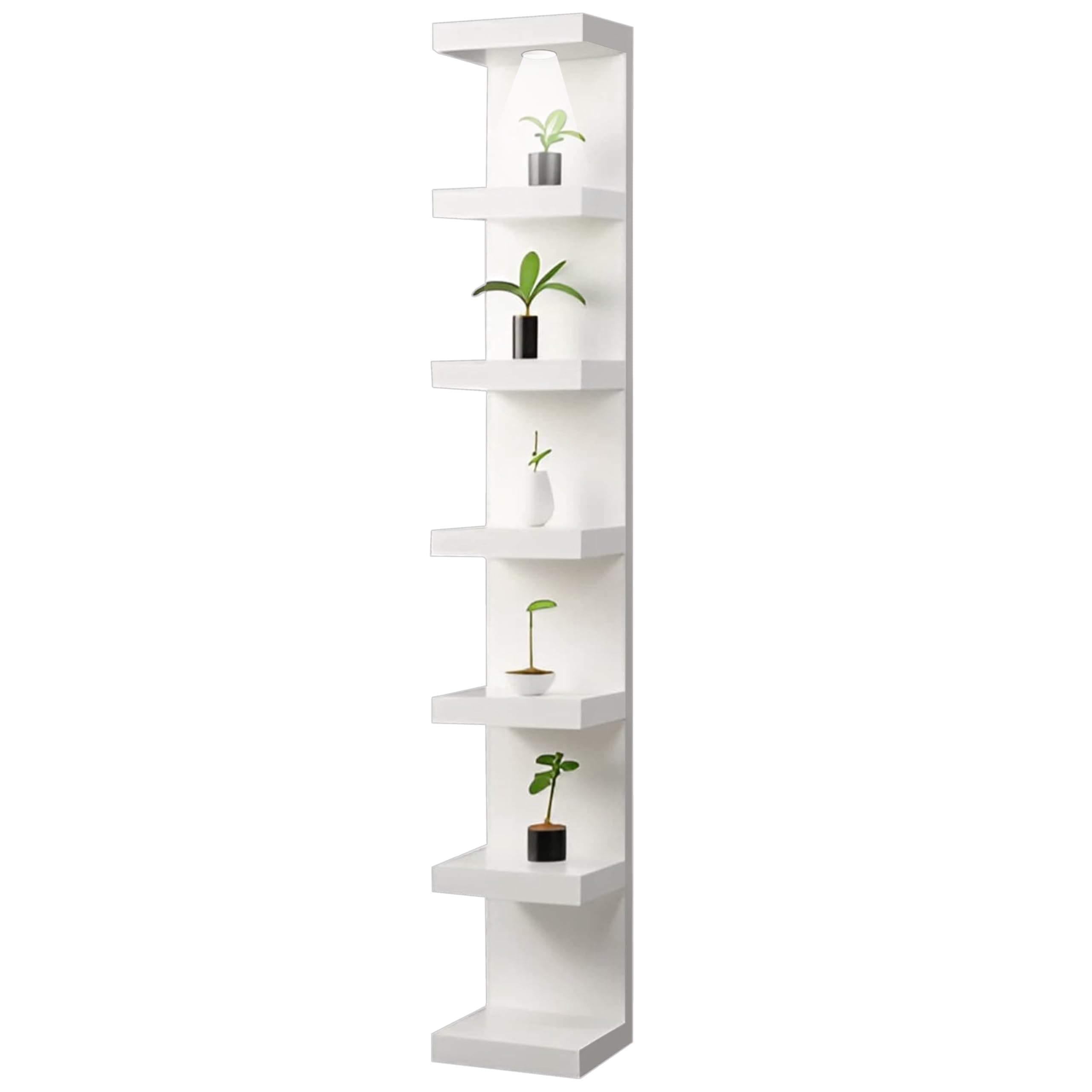 home stuff Lack Wall Shelf Unit with Extra Strong Backboard, Versatile 7 Tier Shelf Unit, White Lack Wall Shelf, Display Floating Shelf with LED Remote Control Light (White)