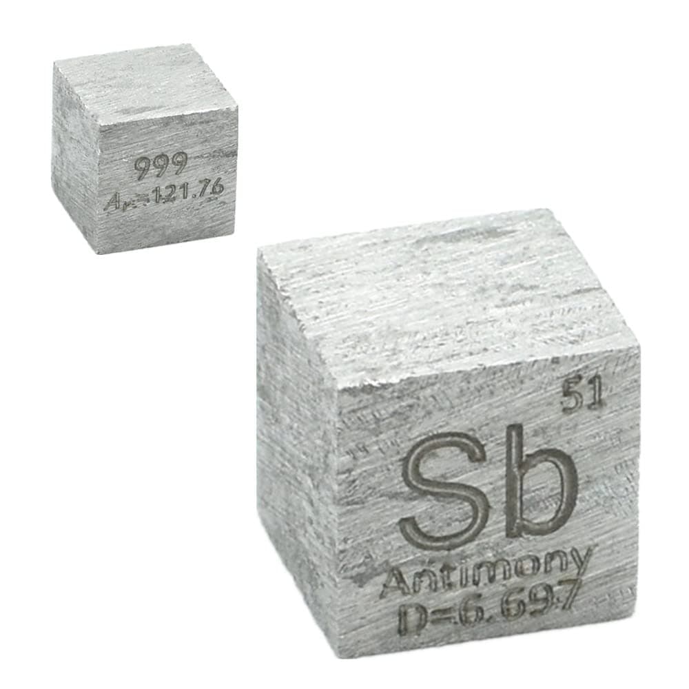 Antimony Cube Sb 99.99% Element Cube Pure 10mm Density Cube for Element Collection Periodic Table Hunter, and More (0.39", Antimony)