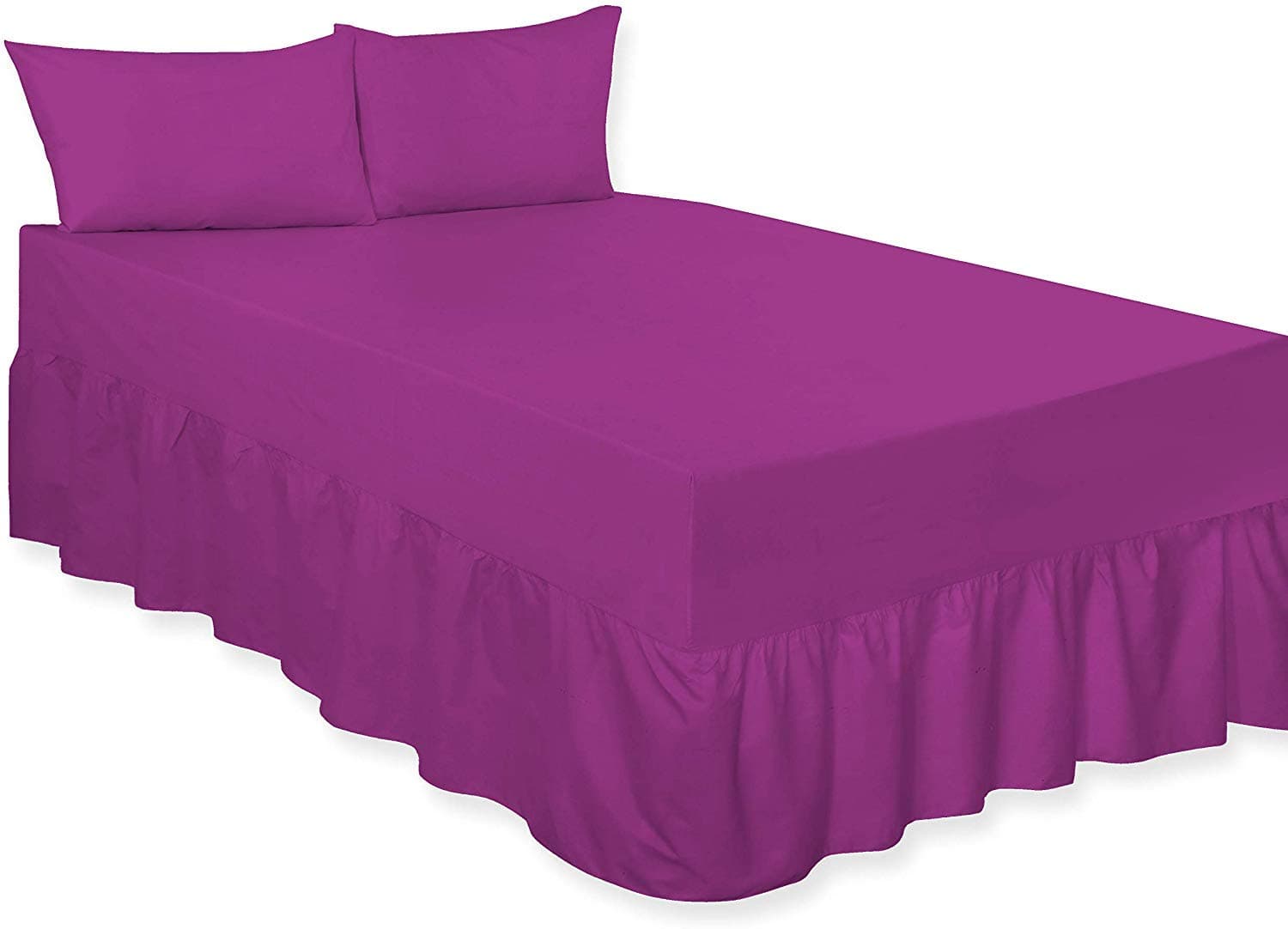 Poly Cotton Fitted Valance Bed Sheets In Various Colors & Sizes (Single, Plum)