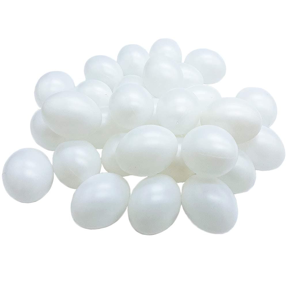 Haawooky 30 Pack White Plastic Eggs,Fake Easter Egg,Artificial Chicken Egg For Diy Crafts,Painting,Party,Home Decor,Kids,Kitchen