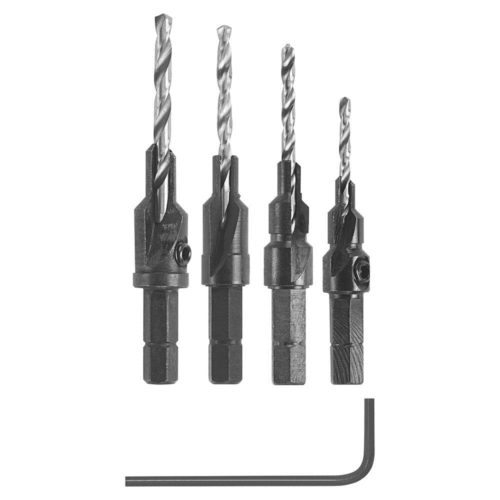 SP515 5 Piece Hex Shank Countersink Drill Bit Set with #6, 8, 10, and #12
