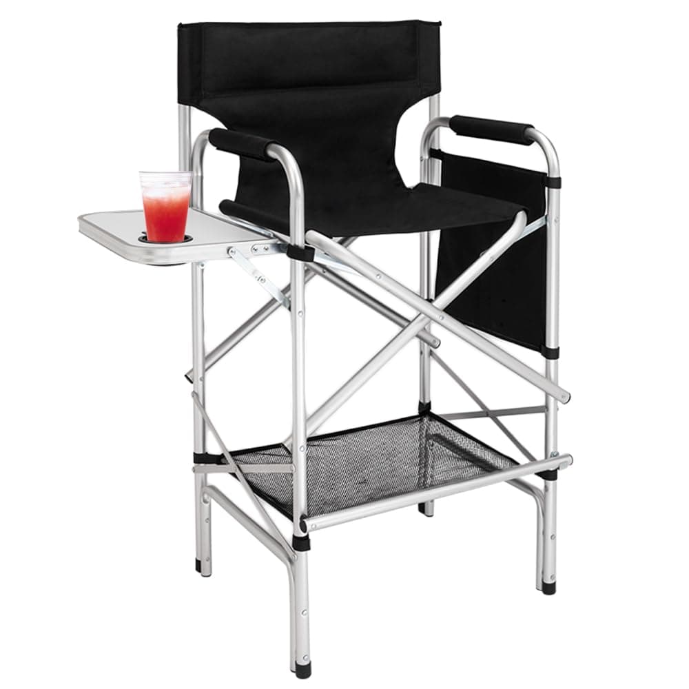 mefeir 31" Tall Folding Directors Chair with Side Table Storage Bag,Portable ...