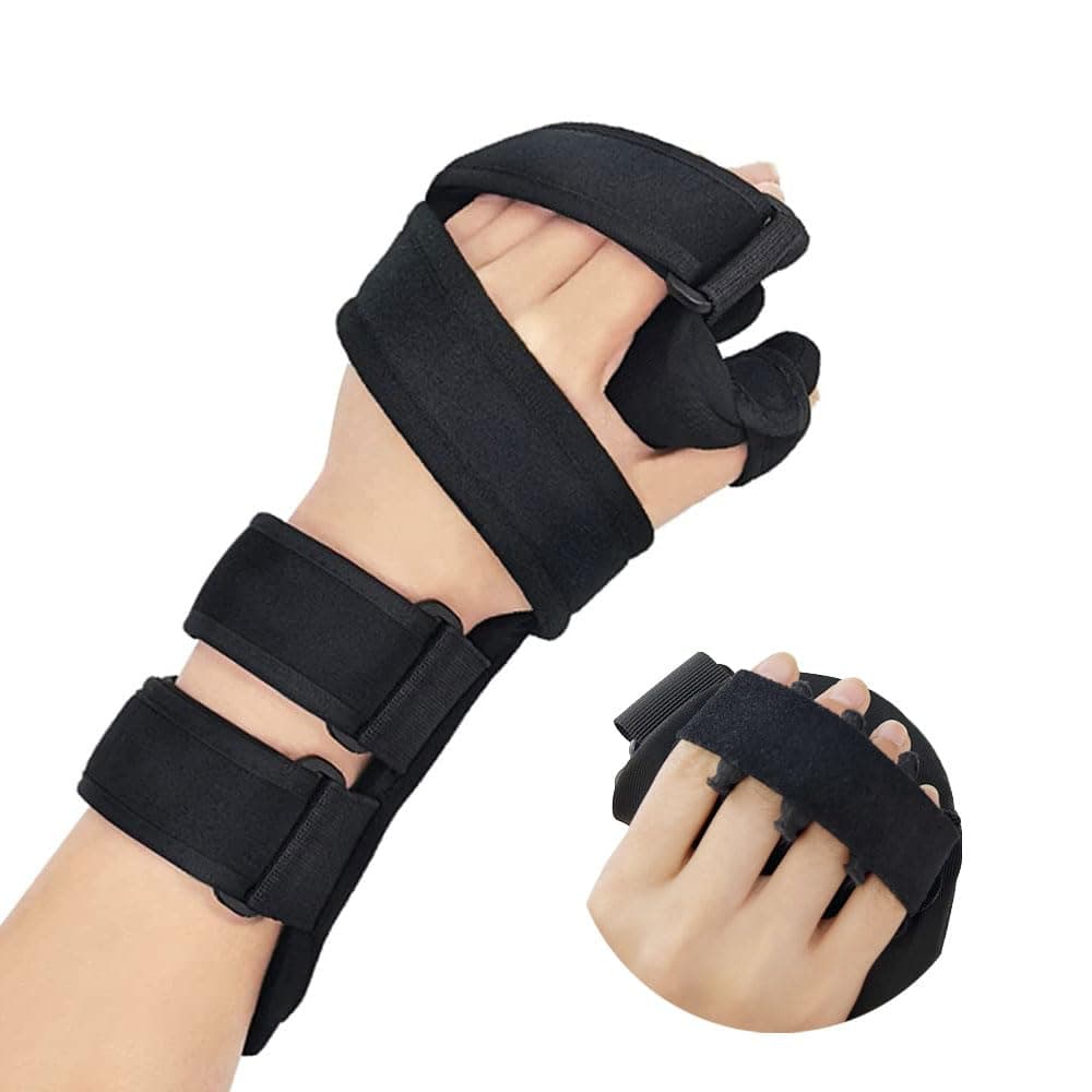 OSK Soft Functional Resting Hand Splint for Flexion Contractures - Stroke Hand Brace by Restorative Medical - Corrective, Supportive Brace for Correction, Comfort & Pain Relief (Small, Left)