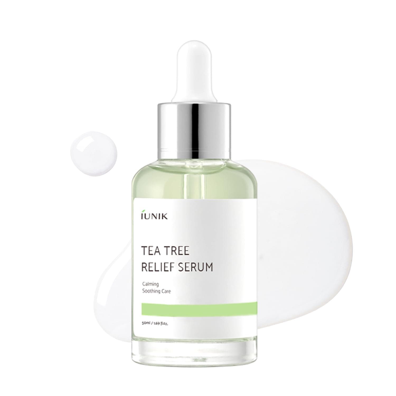 IUNIK Tea Tree Relief Serum – Tea Tree & Centella Asiatica Lightweight Vegan Ampoule for Soothing, Calming & Oil Balance, Korean Skincare for Acne-Prone Skin, 50ml / 1.69 fl oz