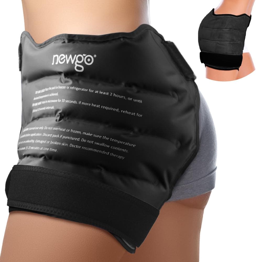 NEWGO Ice Pack for Hip Replacement Surgery, Gel Cold Pack Hip Ice Wrap for Hip Bursitis, Sciatica, Flexor Pain, Inflammation, Swelling - Black