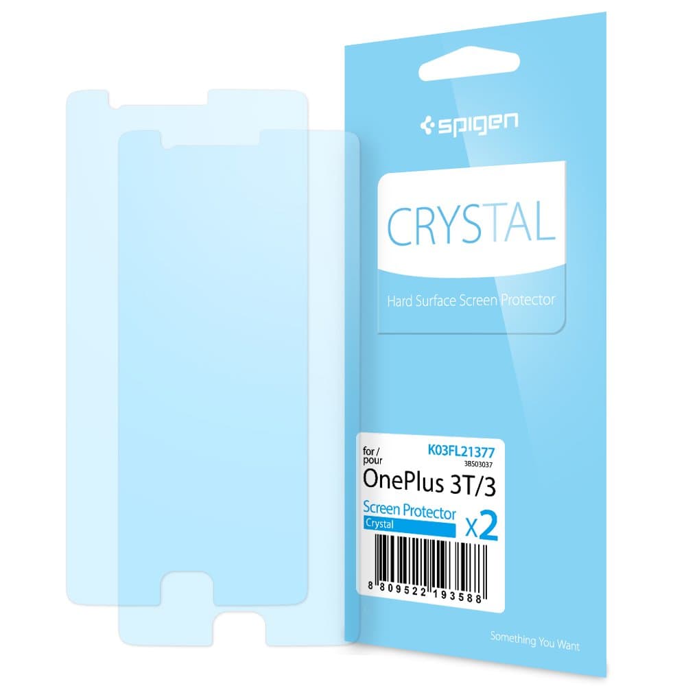 Spigen OnePlus 3T Screen Protector Crystal Clear 2 Pack Clear Film for OnePlus 3T / OnePlus 3