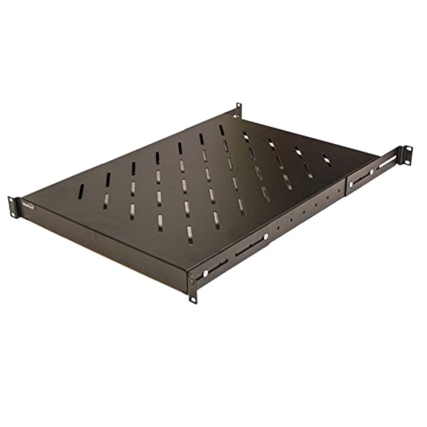 NavePoint 1U 19-Inch Fixed 4-Post Rack Mount Server Shelf With Adjustable Depth From 18-34" Black