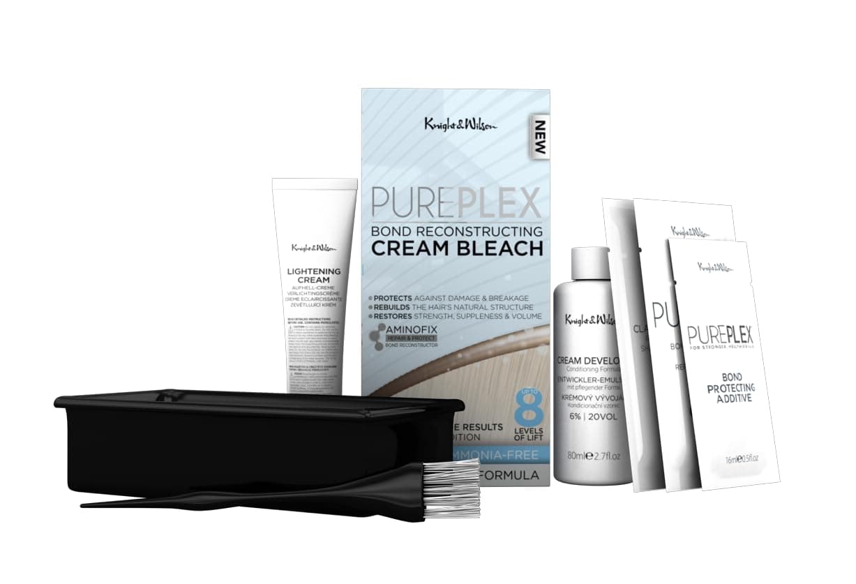Pure Plex Bond Reconstructing Cream Hair Bleach, Ammonia Free Formulation Lifts up to 8 Shades, Protects & Repairs, While Lightening. Full Hair Bleaching Kit.