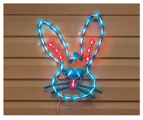 LIGHTED BUNNY FACE EASTER WINDOW DECORATION NEW!