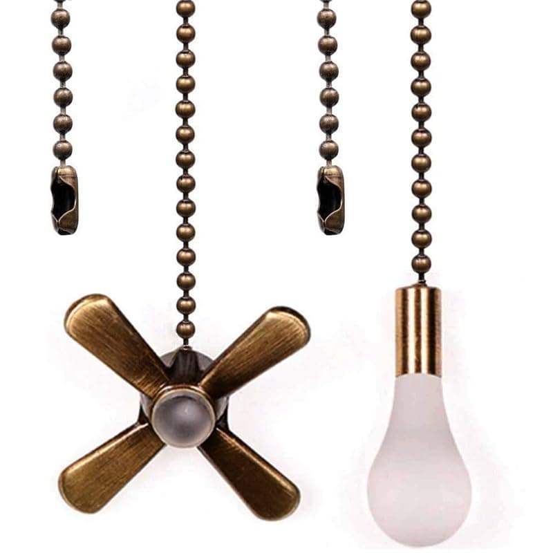 Ceiling Fan Pull Chain, Fan Pulls Set with Connector, 2 PCS 12 Inches Beaded Ball Fan Pull Chain -Bronze