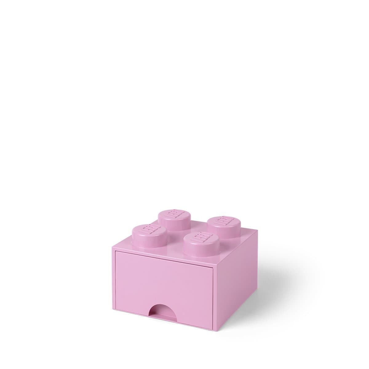 Room Copenhagen LEGO Brick Drawer, 4 Knobs, 1 Drawer, Stackable Storage Box, Light Pink