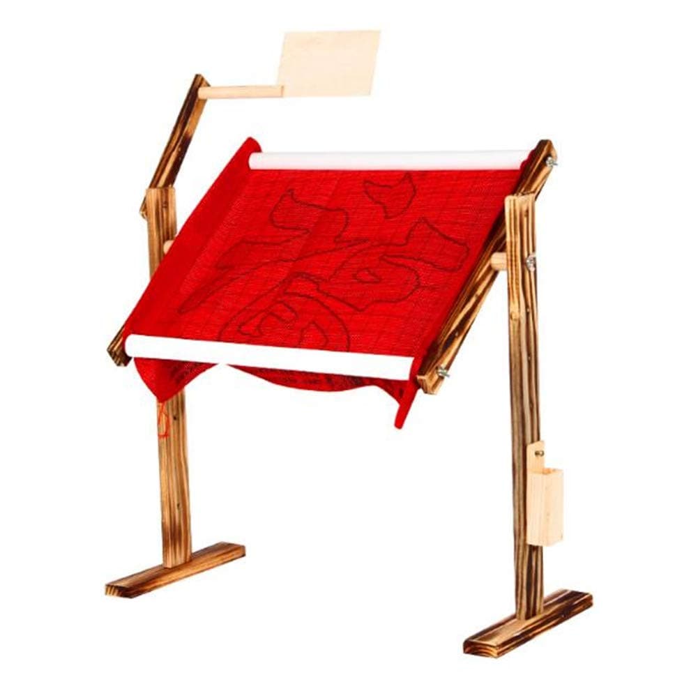Cross Stitch Frame Stand, Adjustable Solid Wood Cross Stitch Rack, Wooden Standing Desktop Embroidery Frame Floor Stand, Wood Embroidery Hoop,Chinese Needlework Quilting Sewing Cross Stitch Tool