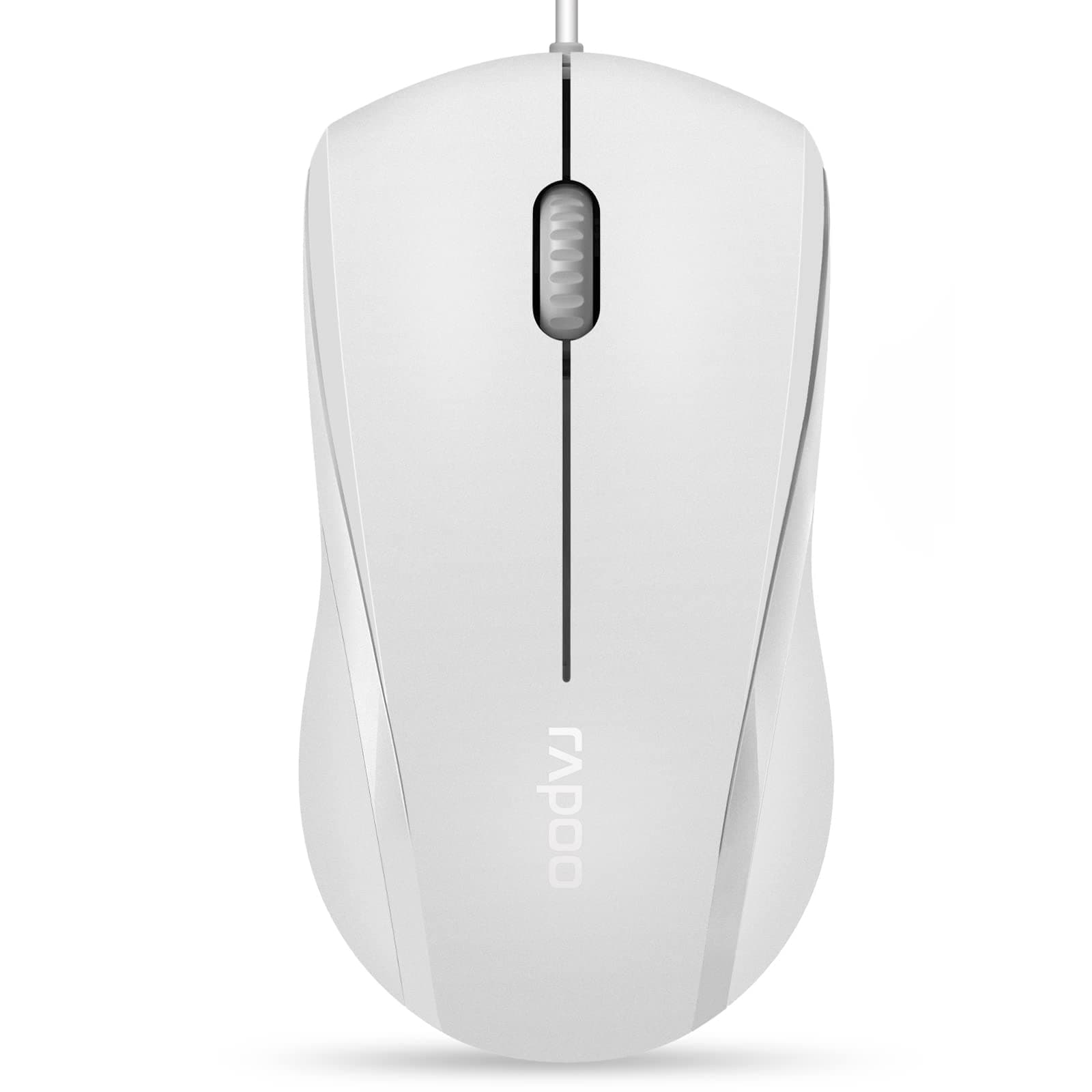 Rapoo N1600 3-Button Quiet Wired Mouse, 1000DPI Optical Mouse, Quiet Button, Ergonomic Shape, for Desktop Computers Laptops, Matte White
