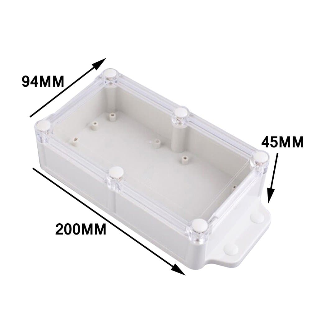Waterproof Junction Box IP 68 Electronics DIY Instrument Plastic ABS Enclosures 200x90x60 mm (clear cover)