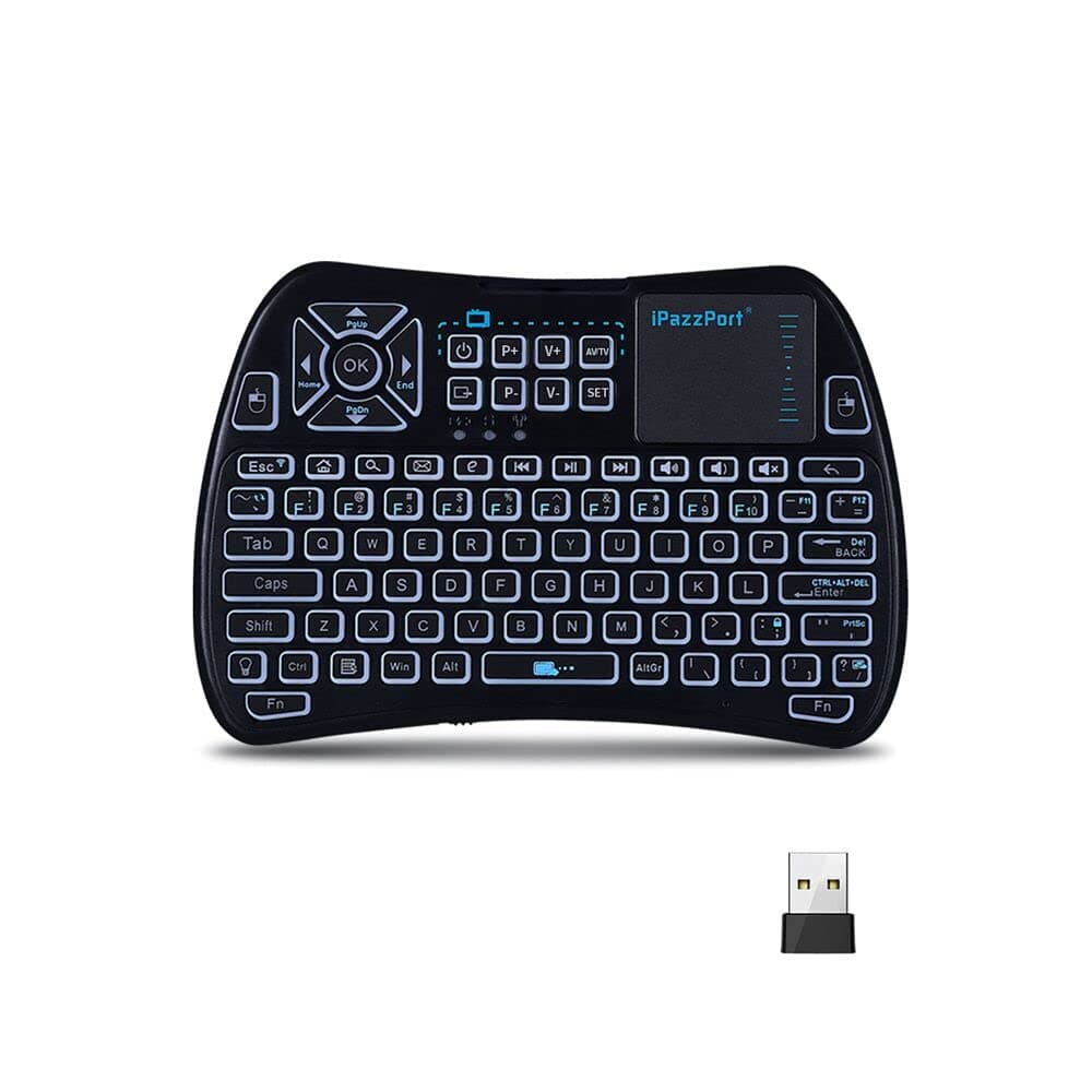 iPazzPort Bluetooth Mini Keyboard (IR Learning) Touchpad Mouse, Backlit 2.4GHz Wireless Keypad Remote Controller for Tablets, Smart TV,Fire Stick, Android TV Box KP-61SM (Bluetooth and 2.4G)